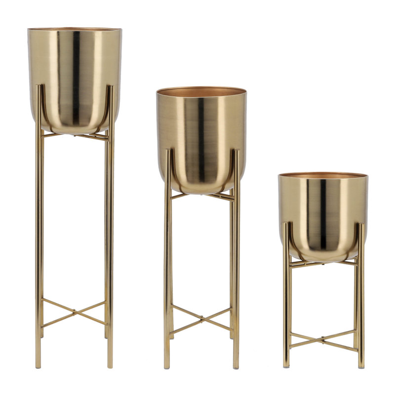 Cristine Pot Planter - Set of 3, Gold