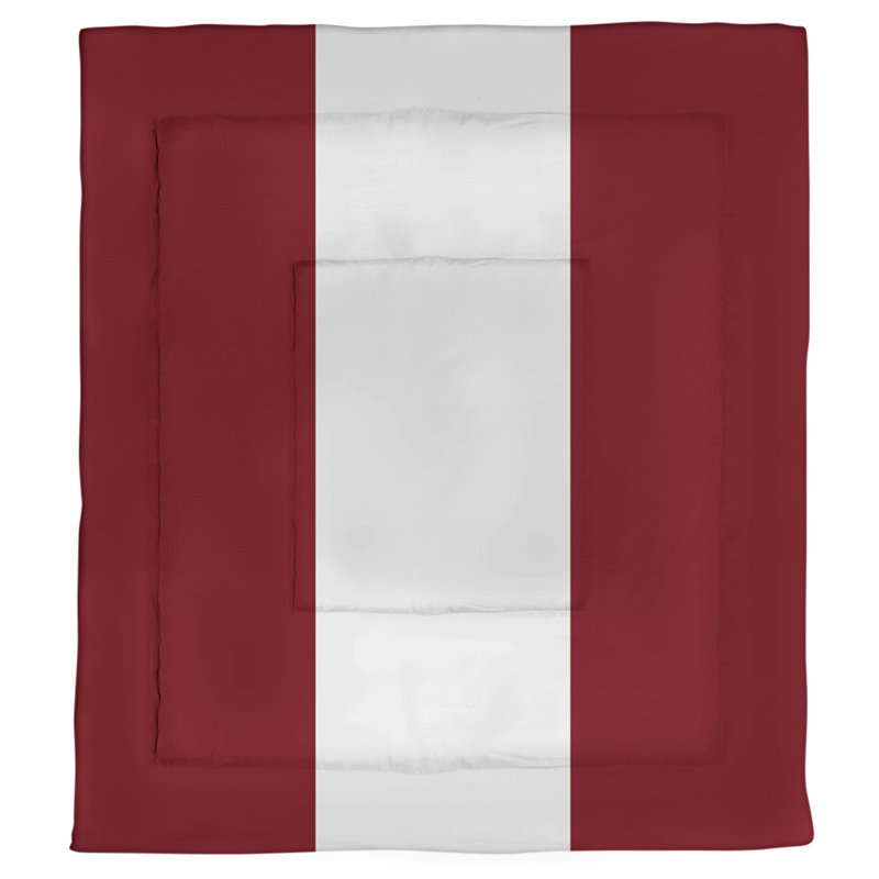 Édredon réversible en microfibre College Stripes South Carolina, Édredon simple, Grenat / milieu blanc