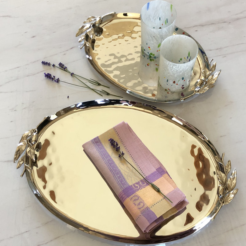 Amreena Stainless Steel Tray, 1.5" H x 12.5" W x 16.8" D