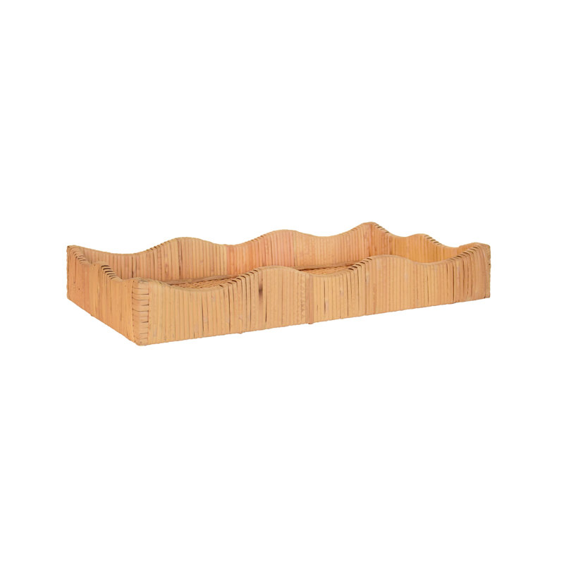 Wavey Rattan Decorative Tray, 2.5" H x 18" W x 8" D