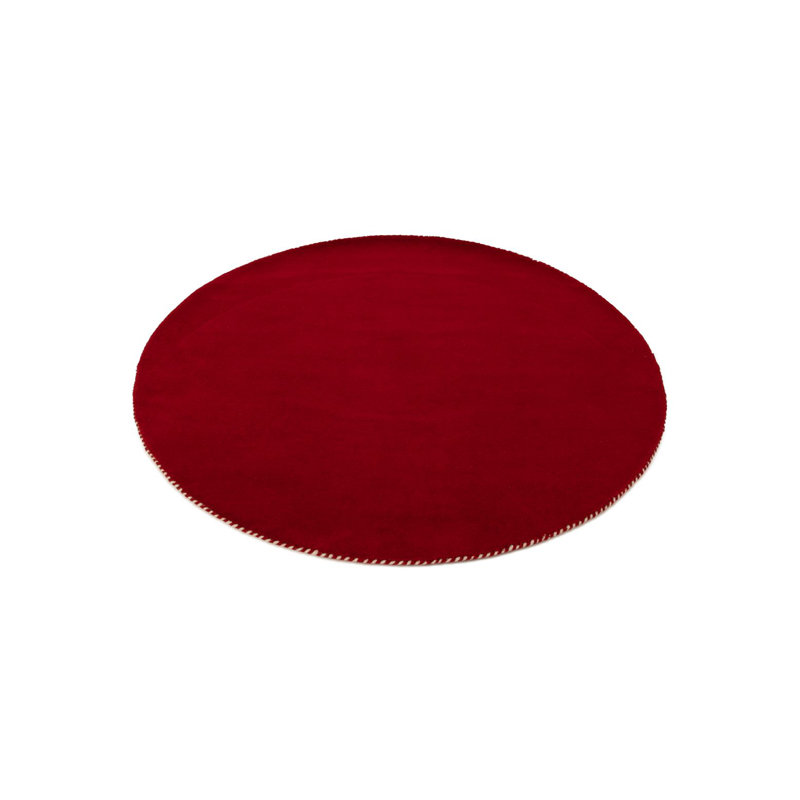Solid Colour Wool Hand Woven Area Rug, Round 200cm, White / opaline