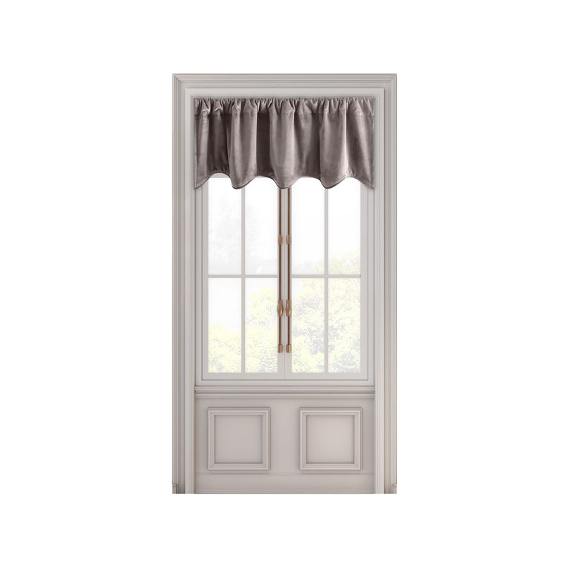Myreon Velvet Scalloped Window Valance, Mauve