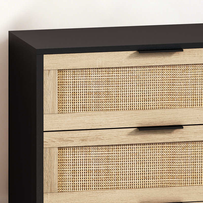 Commode à 6 tiroirs Ayanna, Noir, Noir 2, H 29,53 po x l 51,18 po x P 15,75 po