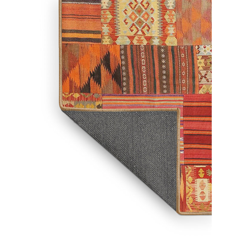 Tapis de zone orange/brun contemporain Ebbo, Rectangle 8 pi x 10 pi