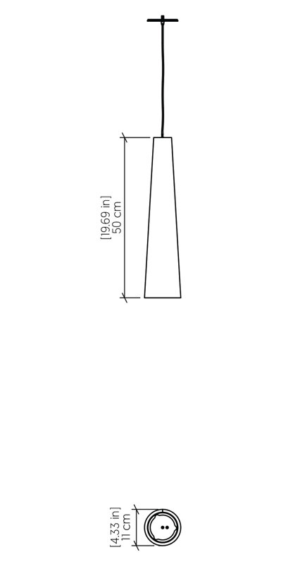 Cônico 1 - Light Pendant, 19.69" H x 4.33" W x 4.33" D, Organic White, Organic White
