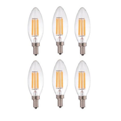 Led Candelabra 6 Watts 60 Watts Equivalent Bulb ,Dimmable ,2700k Warm White E12base Cetl