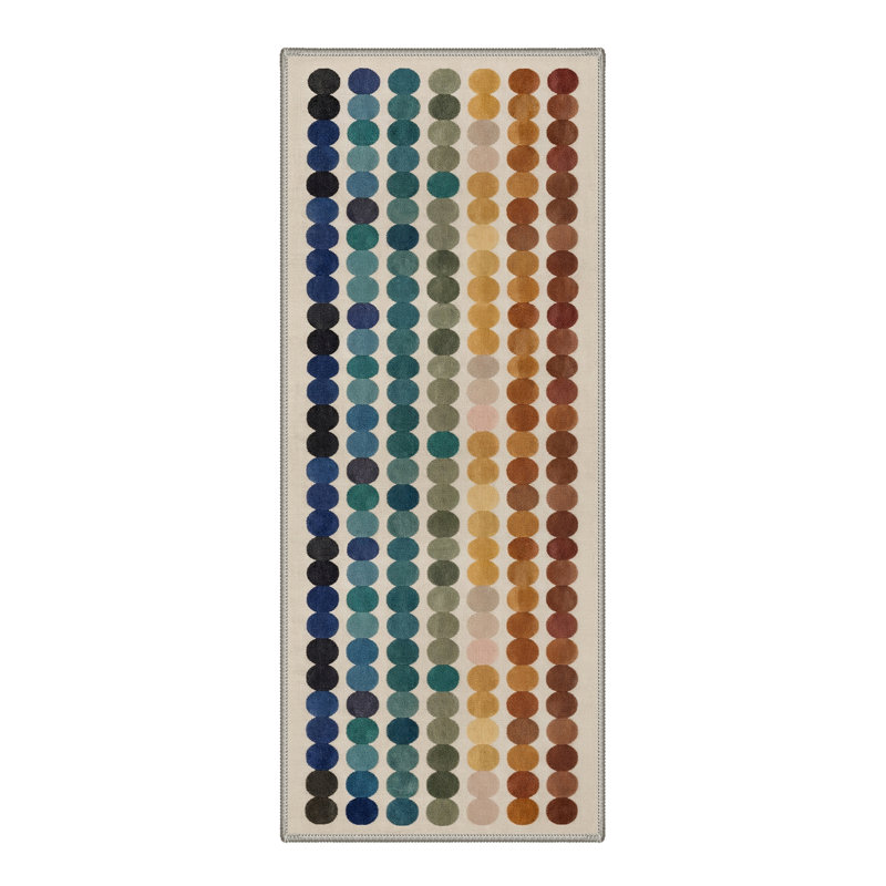 Abdellah Modern Geometric Machine Washable Beige Indoor Area Rug with Non-Slip Backing, Runner 2'3" x 6'