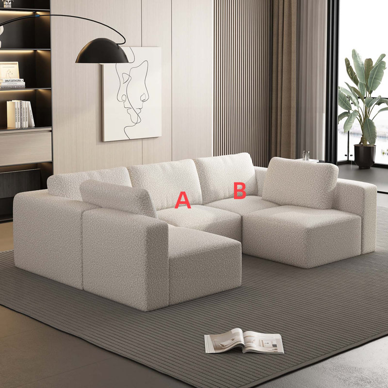 Ensemble de canapé modulaire polyvalent avec des caractéristiques de confort avancées, Molleton blanc