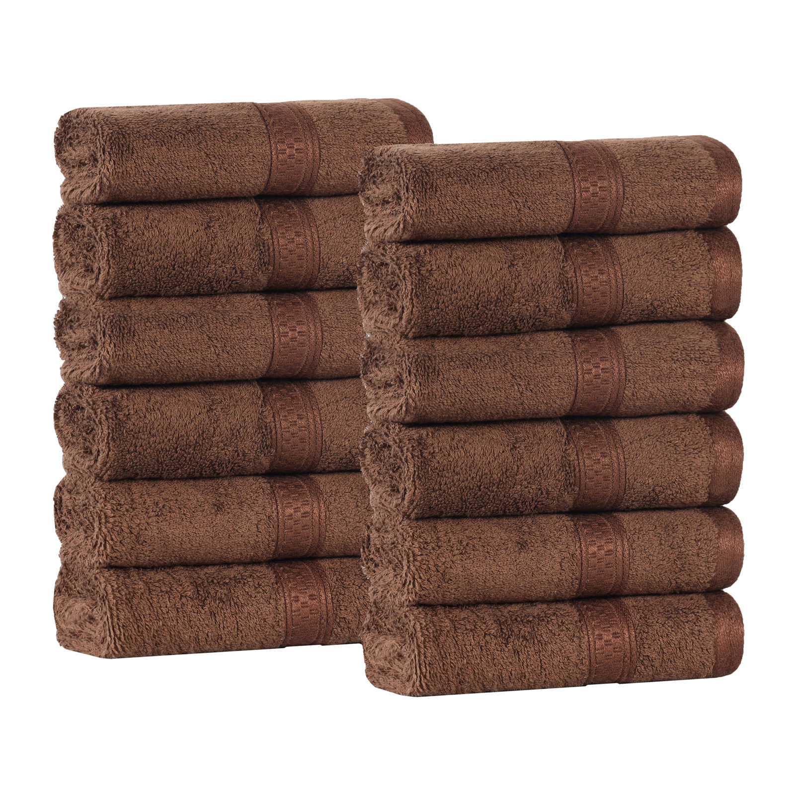 Nolhan 12 Piece Rayon from Bamboo Washcloth Towel Set, Cocoa