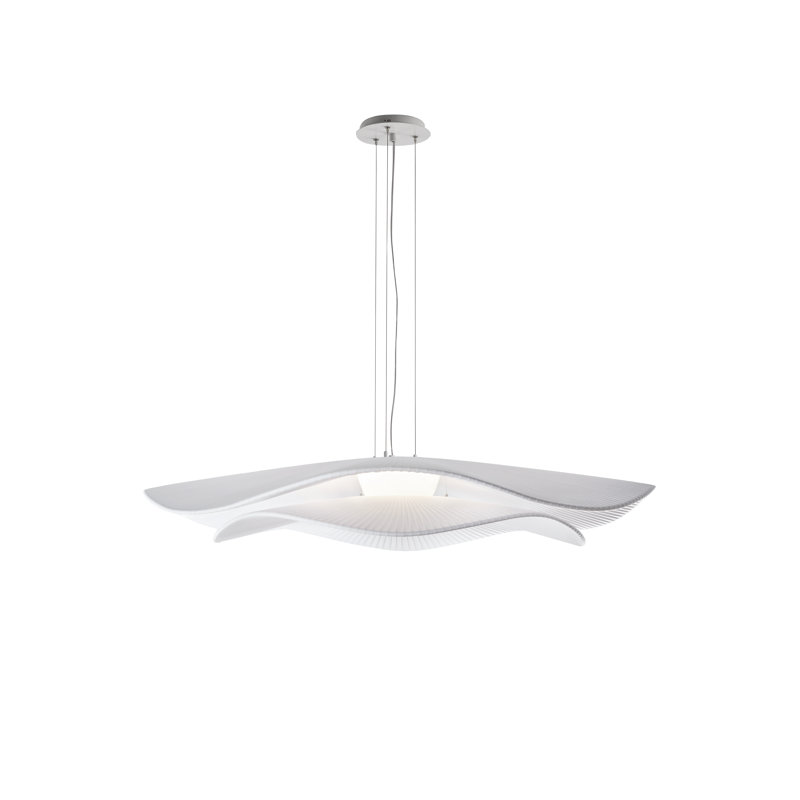Luminaire suspendu géométrique à DEL 1 lumière de style méditerranéen, Ruban blanc translucide