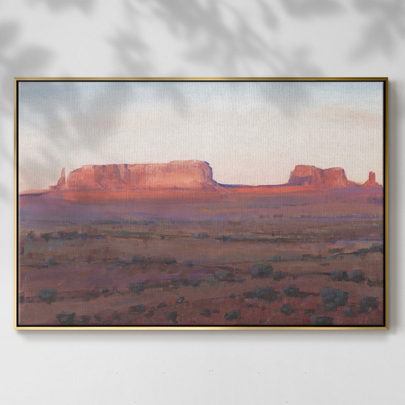 Red Rocks At Dusk I, peinture sur toile encadrée, H 27 po x l 41 po x P 2 po, Encadrement doré