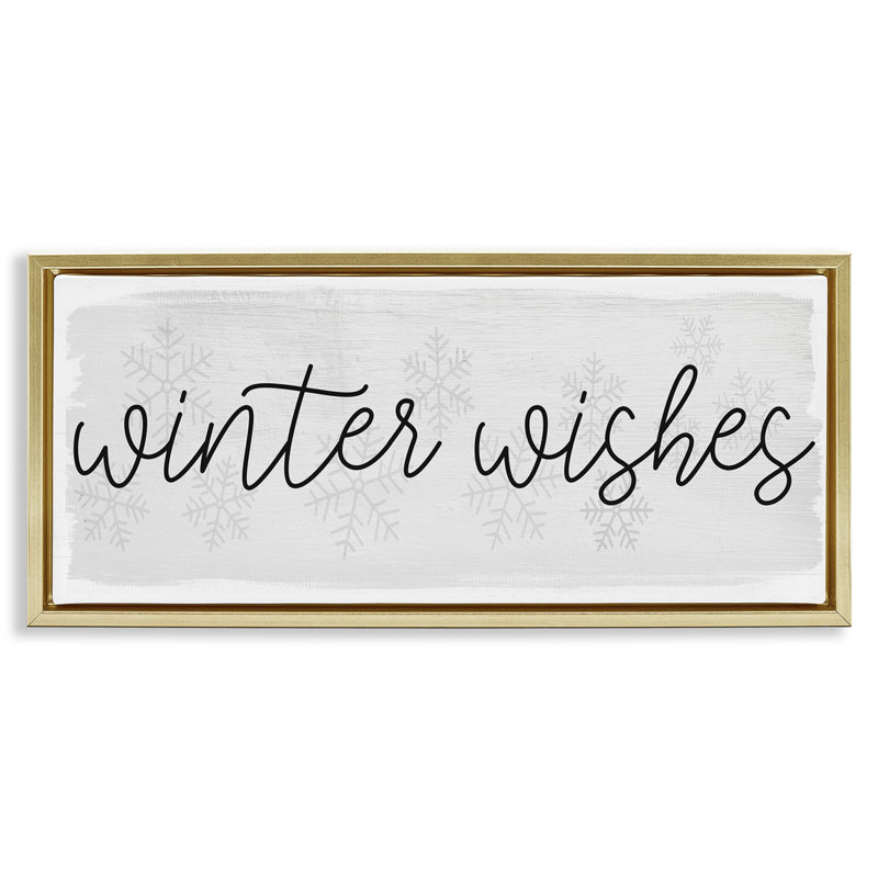 Winter Wishes Sentiment, Cadre flottant métallique doré, H 14 po x l 31 po