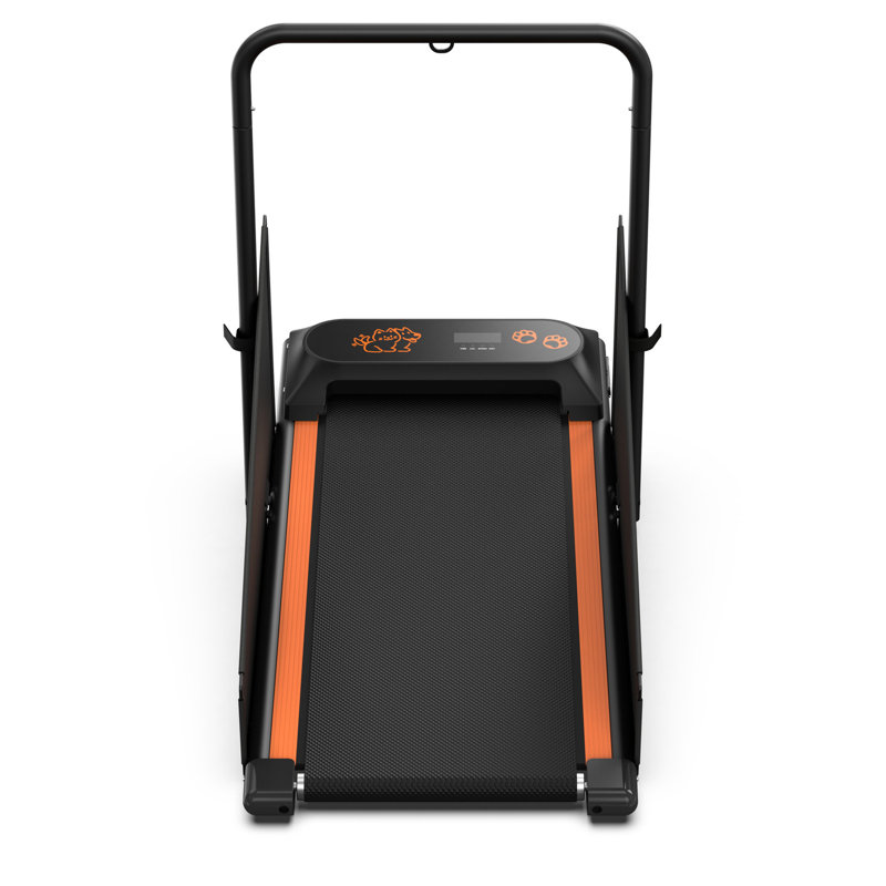 Tapis roulant pour chien avec style de vie actif - moteur de 1,5 ch, vitesse de 0,5 à 6,5 mph, comptoir multifonctionnel, optimisé pour l'espace, capacité de 220 lb, noir et orange, équipement d'entraînement pour petits et moyens chiens en acier de 1,5 ch, 110 V /