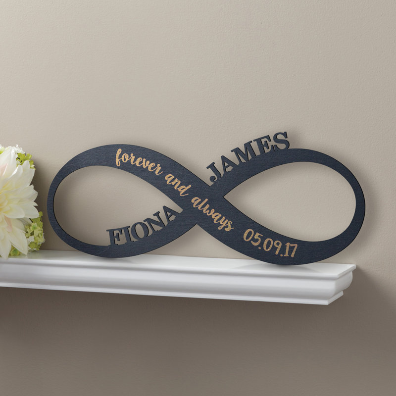 Plaque en bois Infinity Un souvenir unique | Grand cadeau de mariage ou d'anniversaire | 14 po x 5 po, Gris foncé