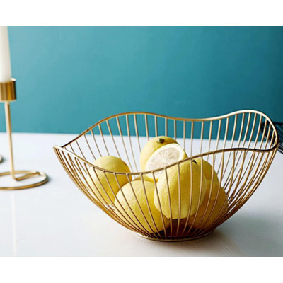 Lotus Leaf Metal Wire Fruit Basket for Kitchen Countertop Storage