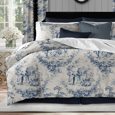 Provence Navy/White Standard Cotton Duvet Cover Set