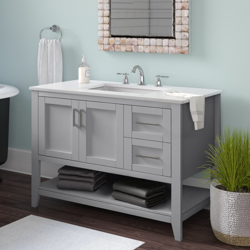 Meuble-lavabo simple l 42 po x P 22 po Scottsbluff, Gris