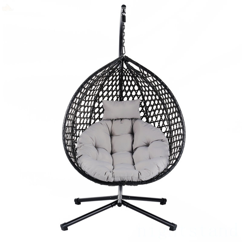 Fauteuil à œufs suspendu polyvalent pour l'intérieur et l'extérieur, Gris, Noir