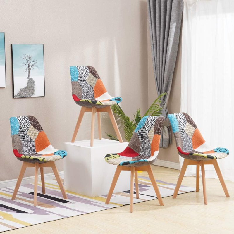 Brickhill 45cm H Fabric Upholstered Side Chair in Multicolour, 4