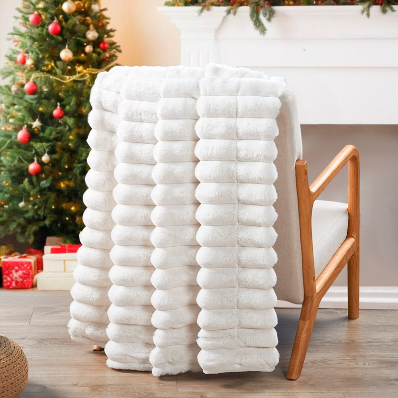 Striped Blanket, 127cm x 152.4cm, Ivory