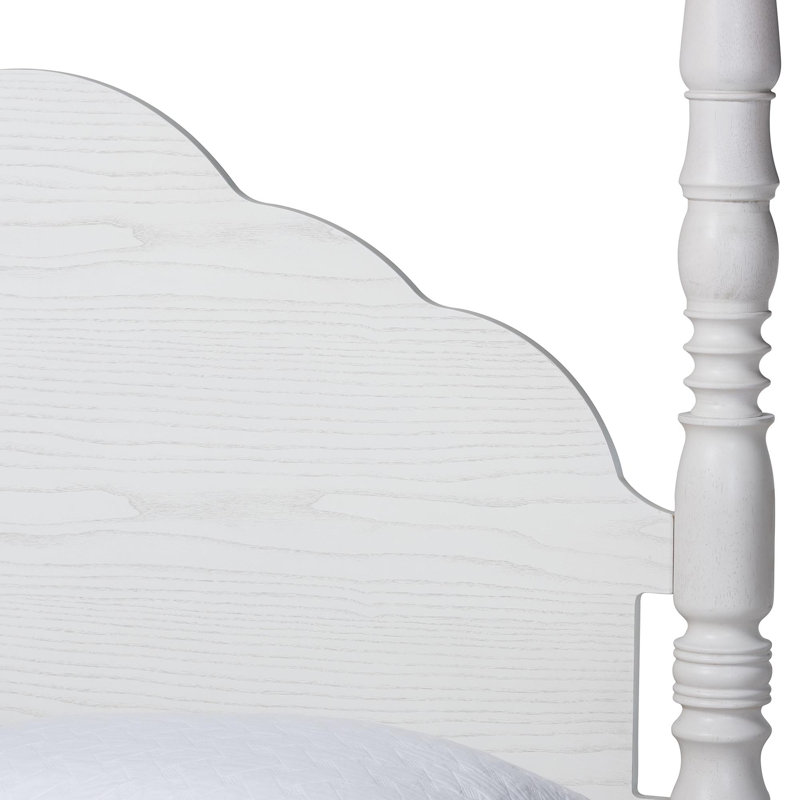 Lit plateforme à baldaquin Baxton Studio Martino, Grand, Blanc