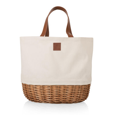 Promenade Canvas and Willow Tote Basket with Outdoor Dining Set for 2