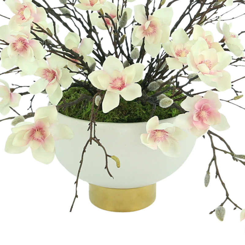 Butterfly Magnolia In A Ceramic Round Vase