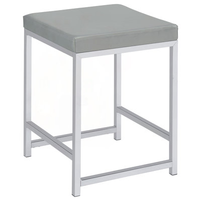 Square Vanity Stool with Chrome Base