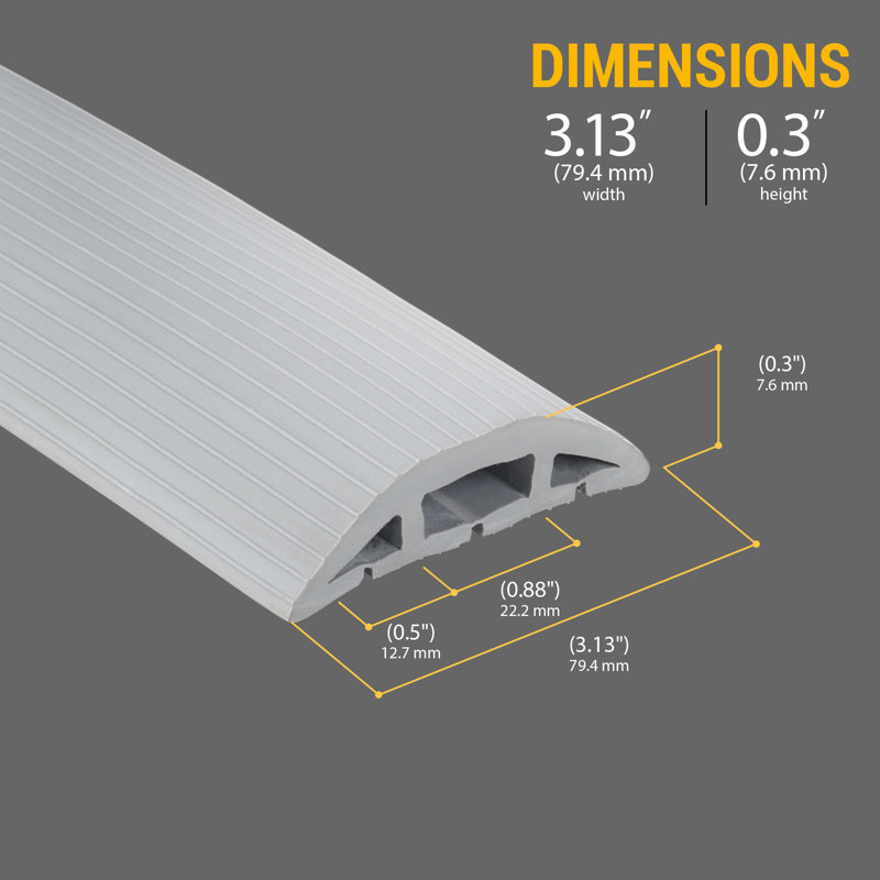 Couvre-câble de plancher - Ensemble de gestion des câbles pour une utilisation intérieure ou extérieure - Chemin de câbles à 3 canaux