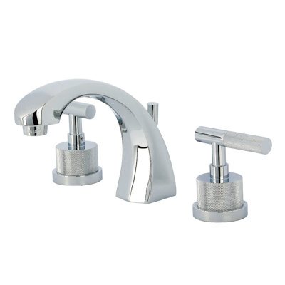 Robinet de salle de bain espacé à deux poignées à fixation sur le comptoir avec poignée moletée et bonde escamotable en laiton Kingston