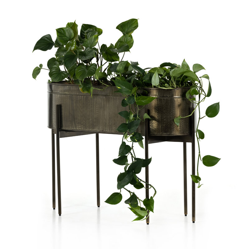 Jed Metal Planter, Dark Brass