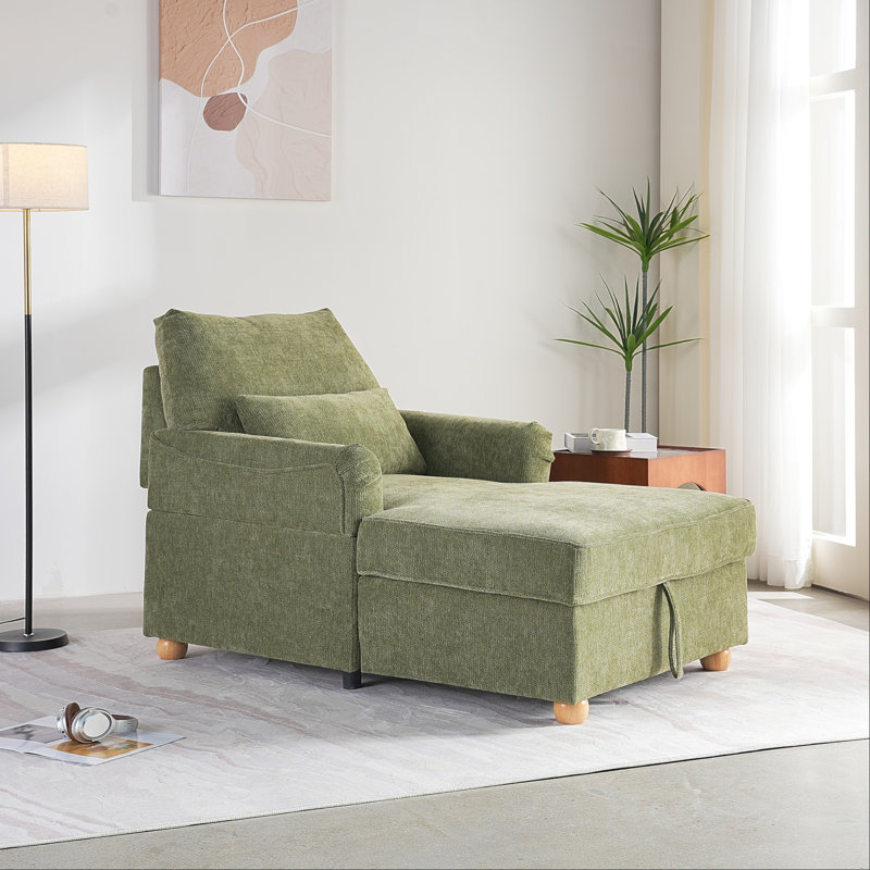 Méridienne convertible avec dossier réglable et rangement caché Beata, coussin amovible pour le salon et la chambre à coucher