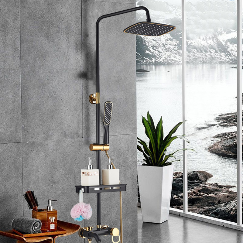 Height Adjustable Rain Shower Set, Wall Mount Rainfall Shower Head System for Bathroom and Hotel