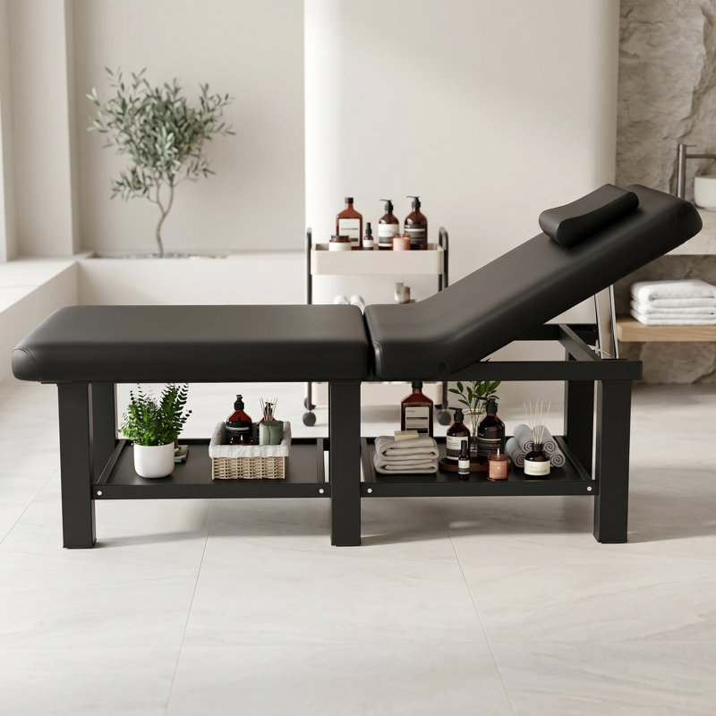 75" Professional Massage Table, Comfortable PU Leather Folding Table, Massage Bed With Adjustable Backrest And Head Pillow