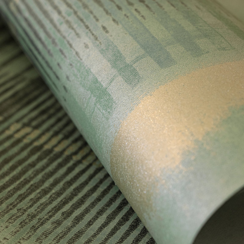 Hermes Smooth Metallic Stripe 10M X 53Cm Wallpaper Roll, Woody Green
