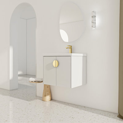 Lavabo de salle de bain carré à surface solide 18,5 po Flolinda