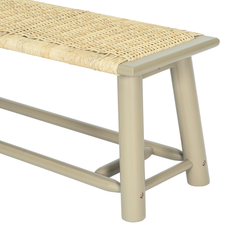 Modern 59 Inch Solid Wood Bench, Champagne Finish, Comfortable Seating For 3 Adults, Maximizes Space - Frame, Fits Snugly In Small Spaces