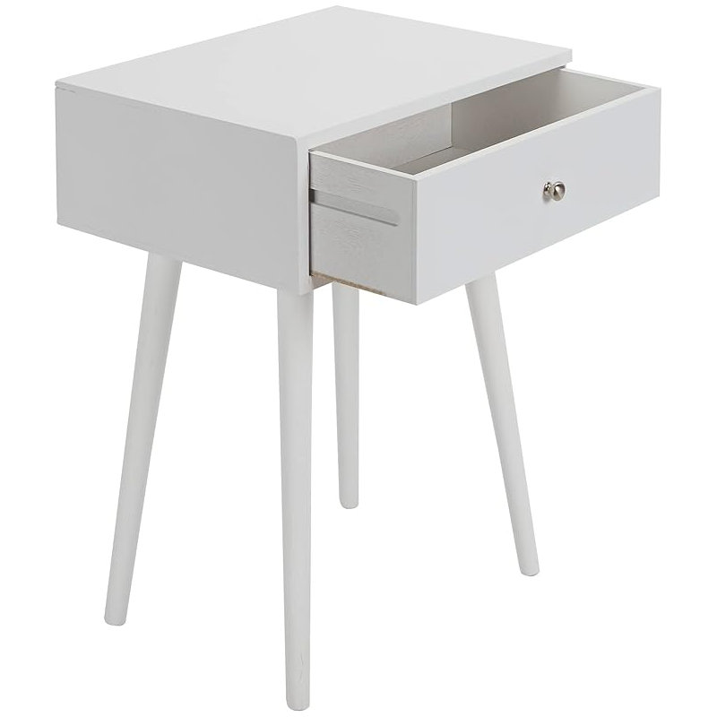 Guewen Modern Accent End Table with Storage Drawer, White