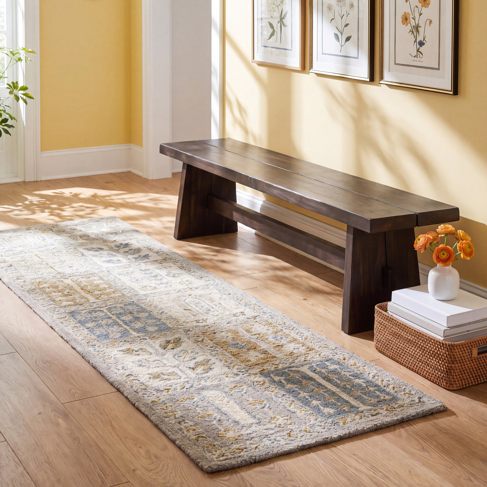 Hand-Tufted Geometric Wool Rug, Runner 2'3" x 8'
