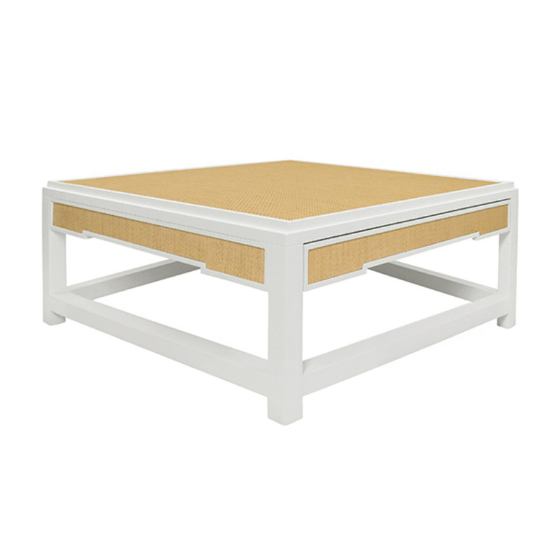 Table basse à deux tiroirs cachés, Beige / Blanc