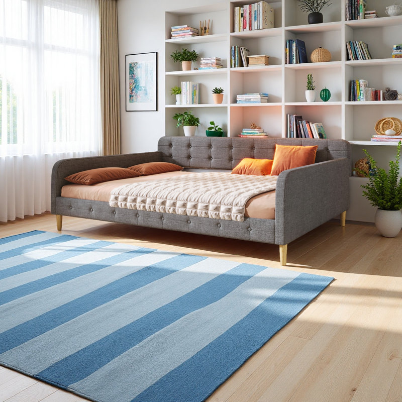 Queen Size Upholstered Daybed With 4 Support Legs