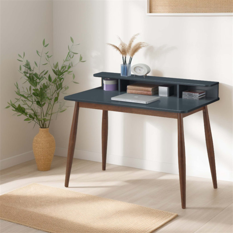 Bureau d'écriture moderne en bois avec huche Roskilde, Gris