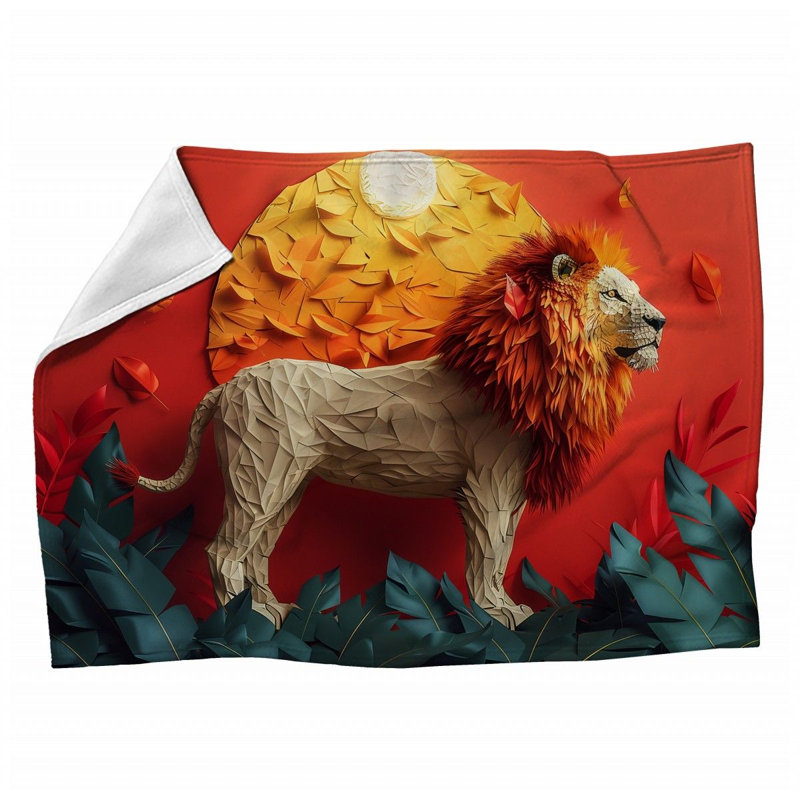 Lion Art Wildlife Machine Printed Throw Blanket, Throw