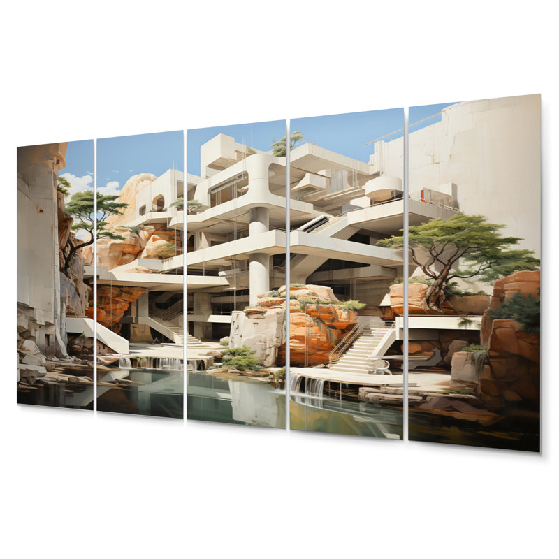 Dam Structural Symphony Architectural Buildings & Architecture Wall Decor on Metal