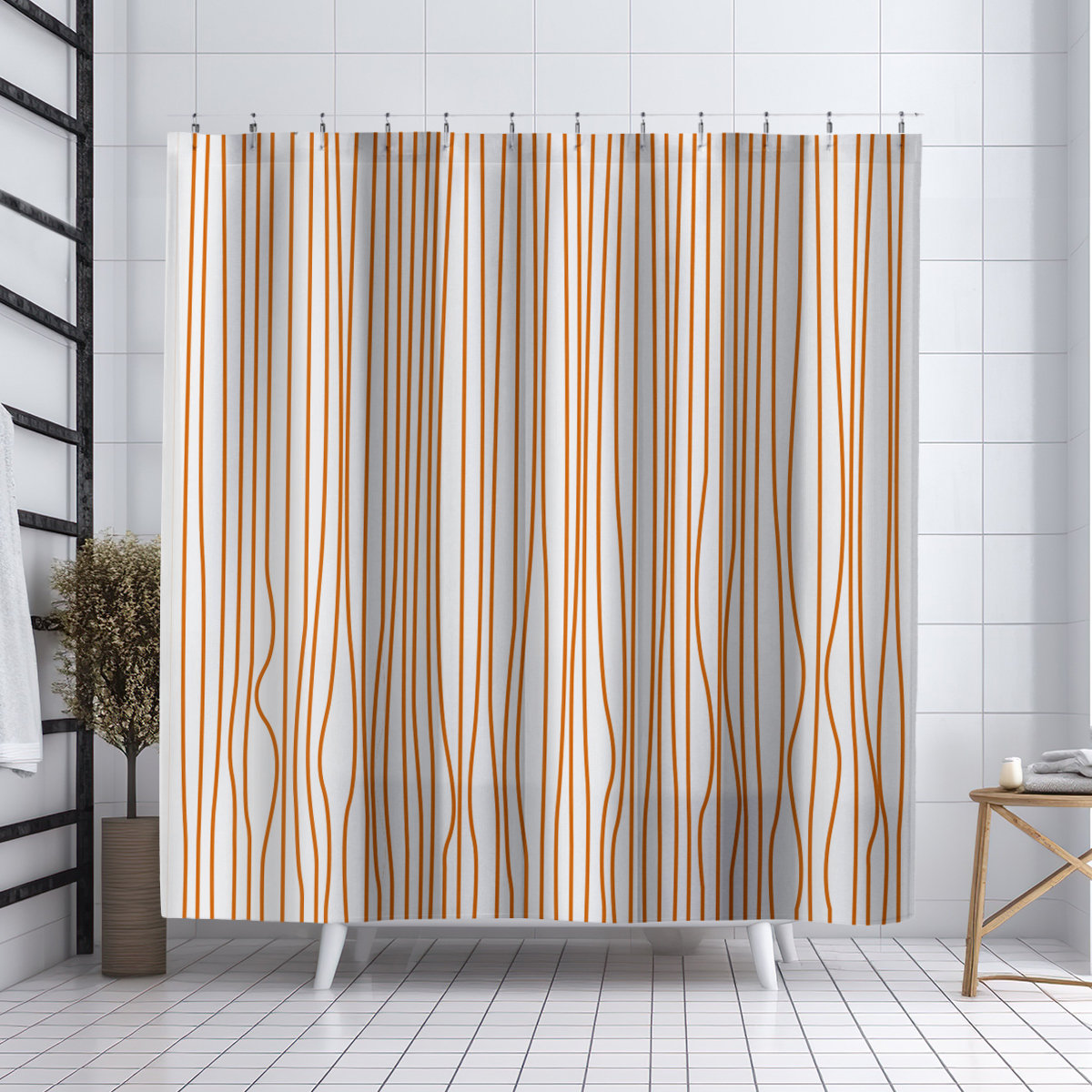 Coco Polyester Shower Curtain, Orange