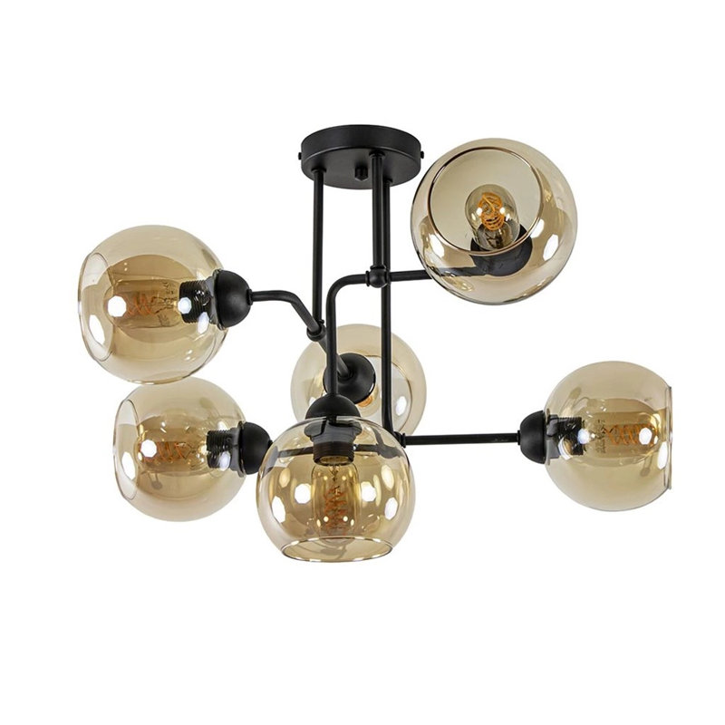 Glass Semi Flush Mount, Black