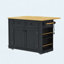 Îlot de cuisine 48 po avec rallonge, prise de courant, support de rangement interne, chariot de rangement sur roulettes sur 5 roues avec 5 supports latéraux ouverts, pour la cuisine, noir-129122615