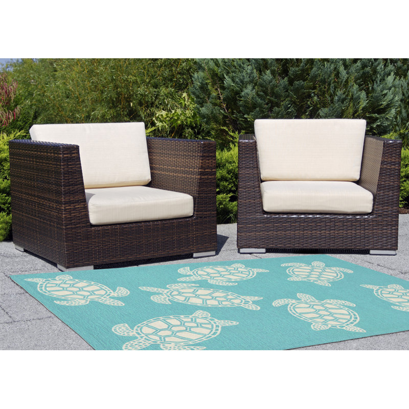 Turtle hand-tufted bleu intérieur / extérieur tapis Claycomb