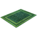 Overdyed Hand-Knotted Wool Modern-Contemporary Green Area Rug 8' 3" x 10' 7"