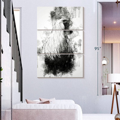 Coq Brampt regardant en noir et blanc